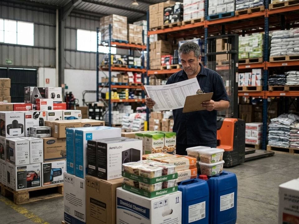 Encargado de depósito controlando un pedido